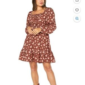 Celebrity Pink Floral Long Sleeve Dress - Brown